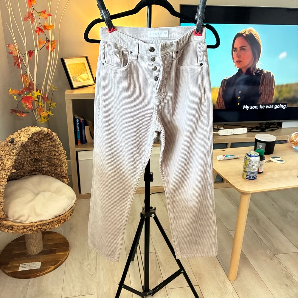 Topshop Light Gray Corduroy Trousers